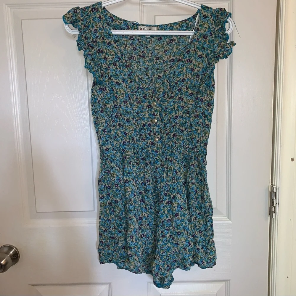Red Berry Romper Floral Ruffle - Picture 11 of 13